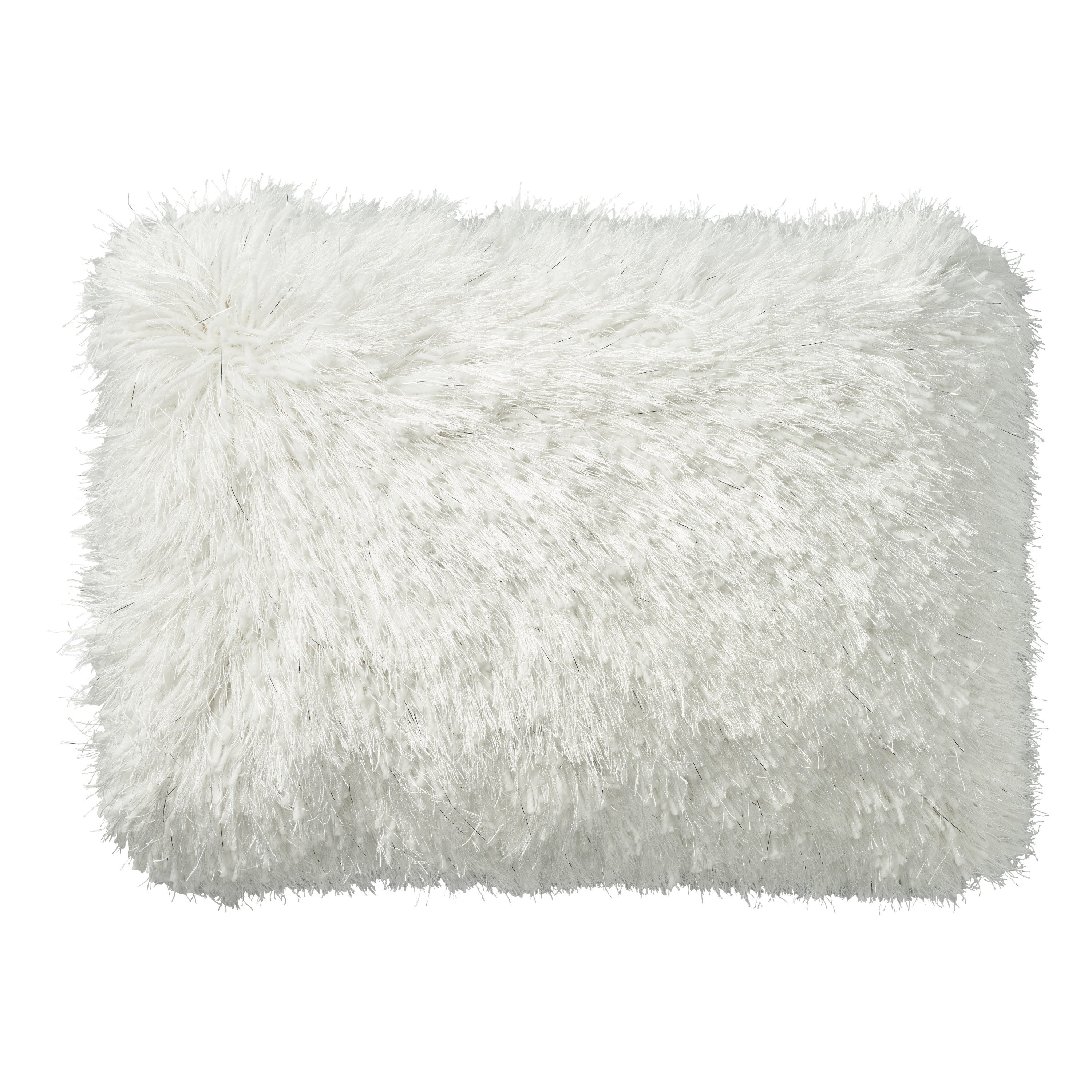 14" X 20" White Super Shaggy Throw Pillow-1