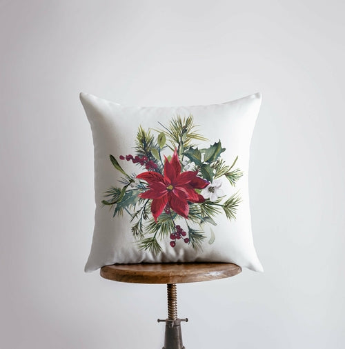 Poinsettia Holly Pillow