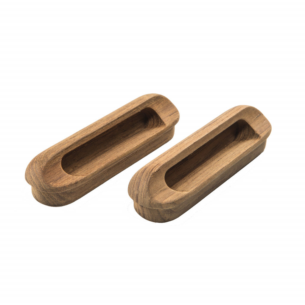 Set of Two Brown Teak Wood Drawer Pull Knobs-5