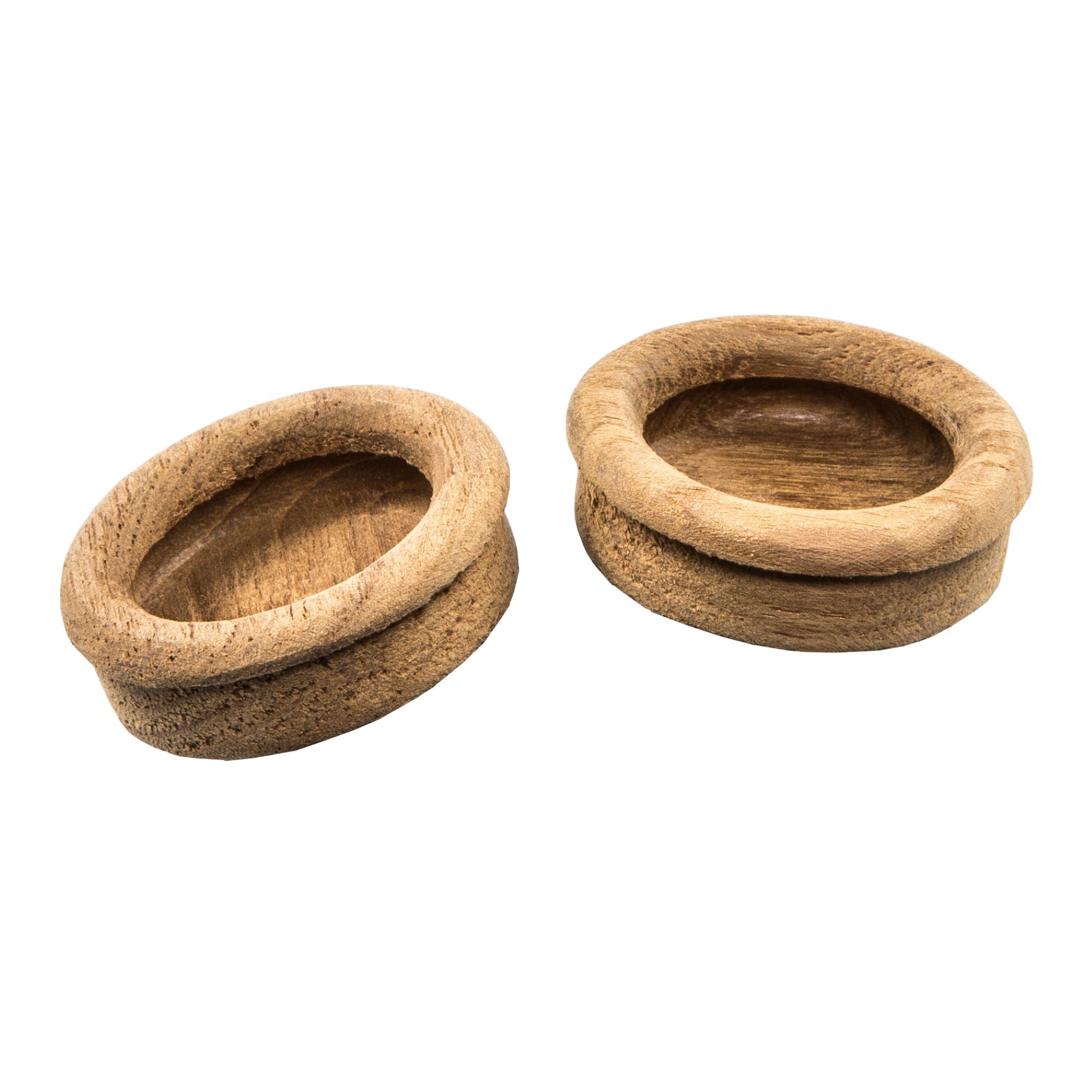 Set of Two Brown Wood Recessed Round Drawer Pull Knobs-4