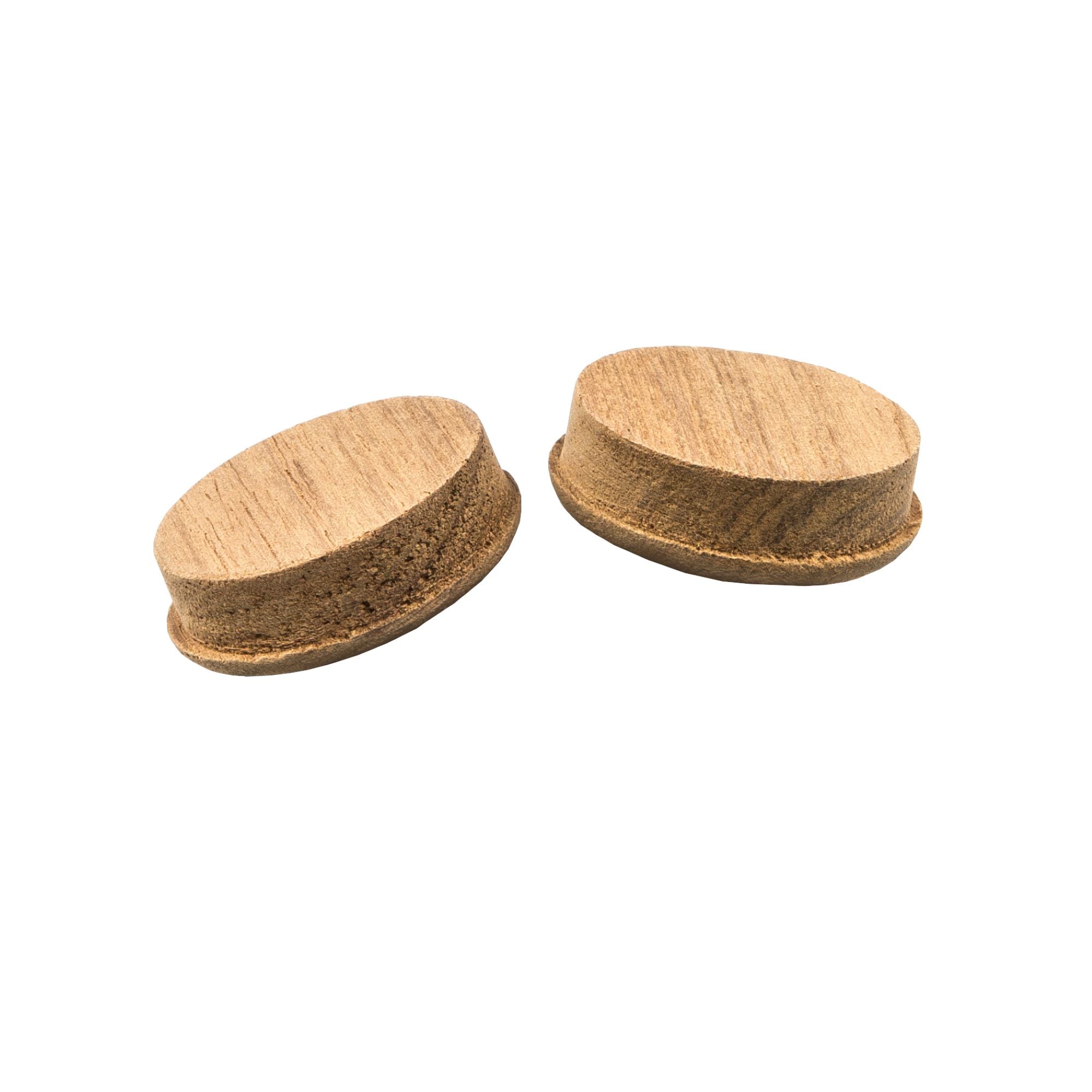 Set of Two Brown Wood Recessed Round Drawer Pull Knobs-5