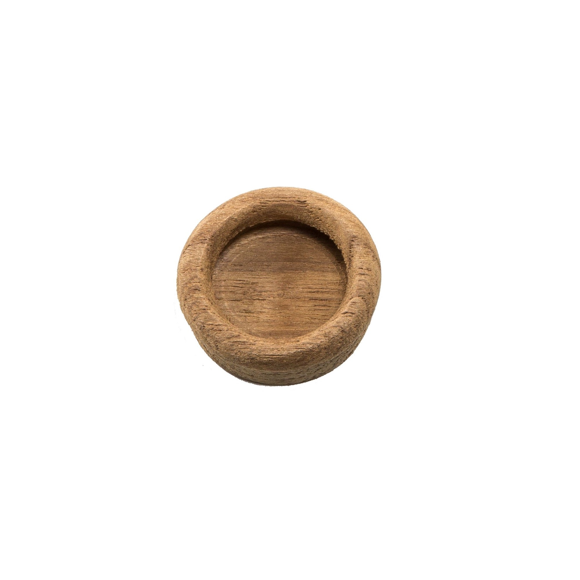 Set of Two Brown Wood Recessed Round Drawer Pull Knobs-2