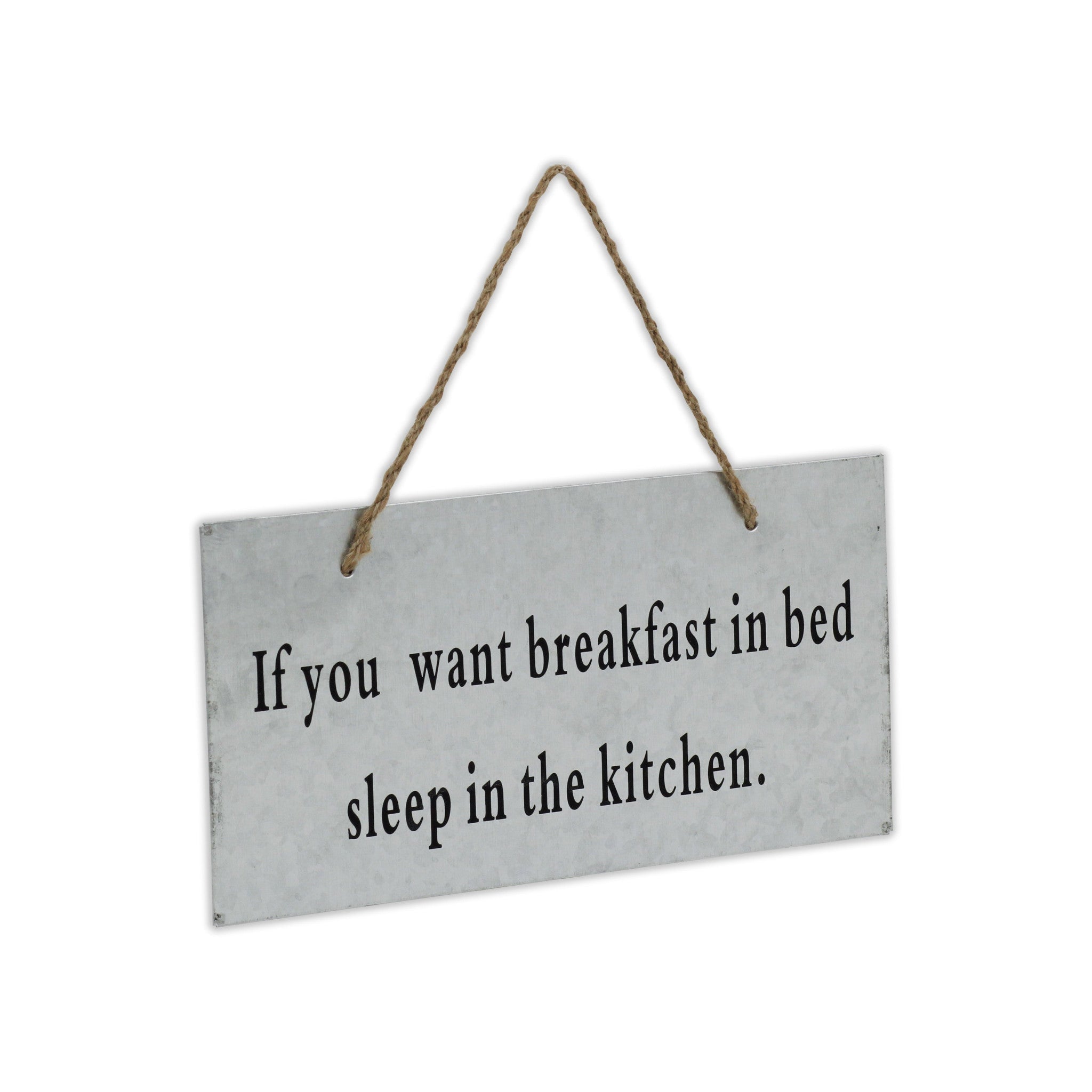 6" X 12" Gray Handcrafted Breakfast In Bed Galvanized Metal Wall Decor-2