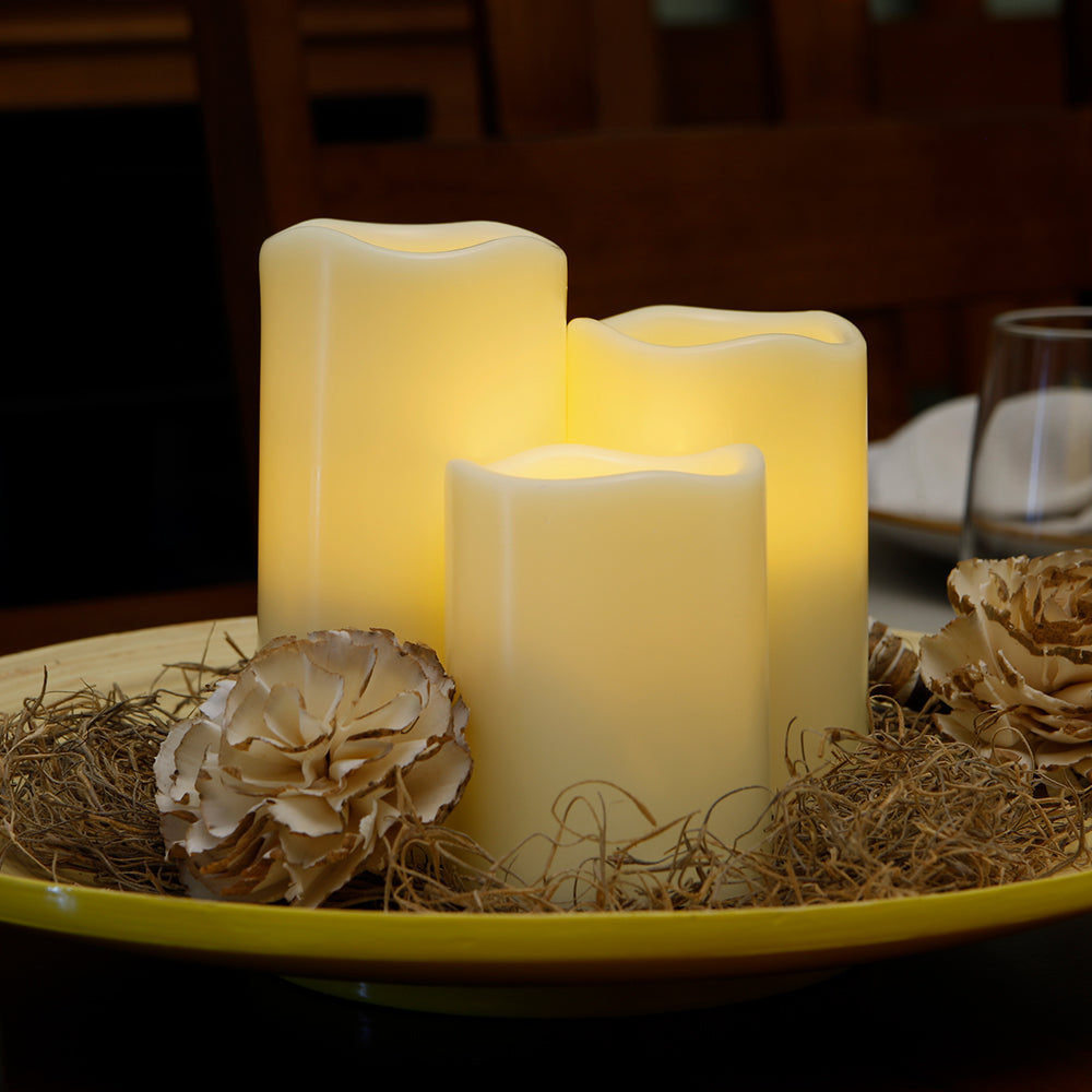 4" Ivory Flameless Indoor Outdoor Pillar Candle-4