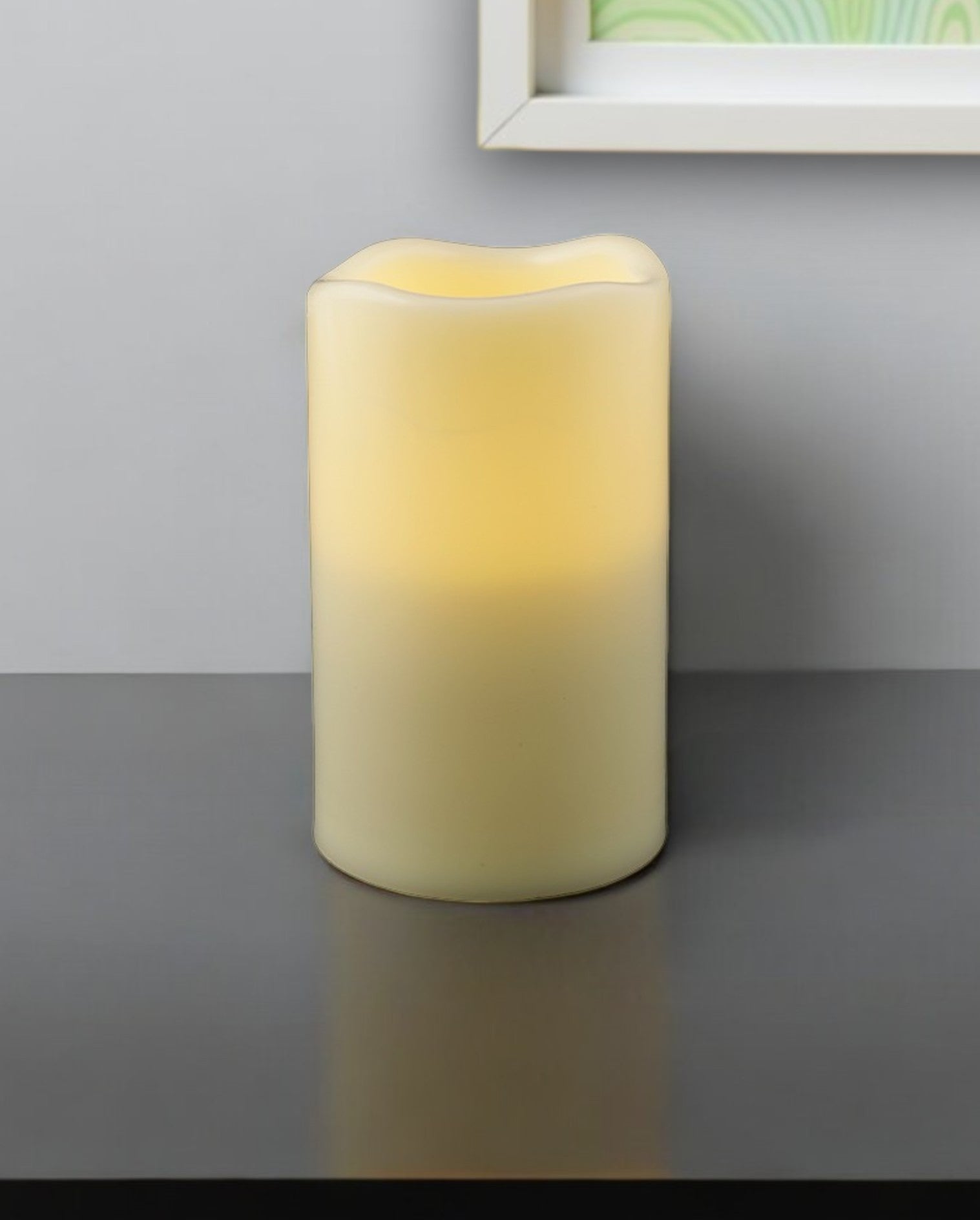 5" Ivory Flameless Indoor Outdoor Pillar Candle-0