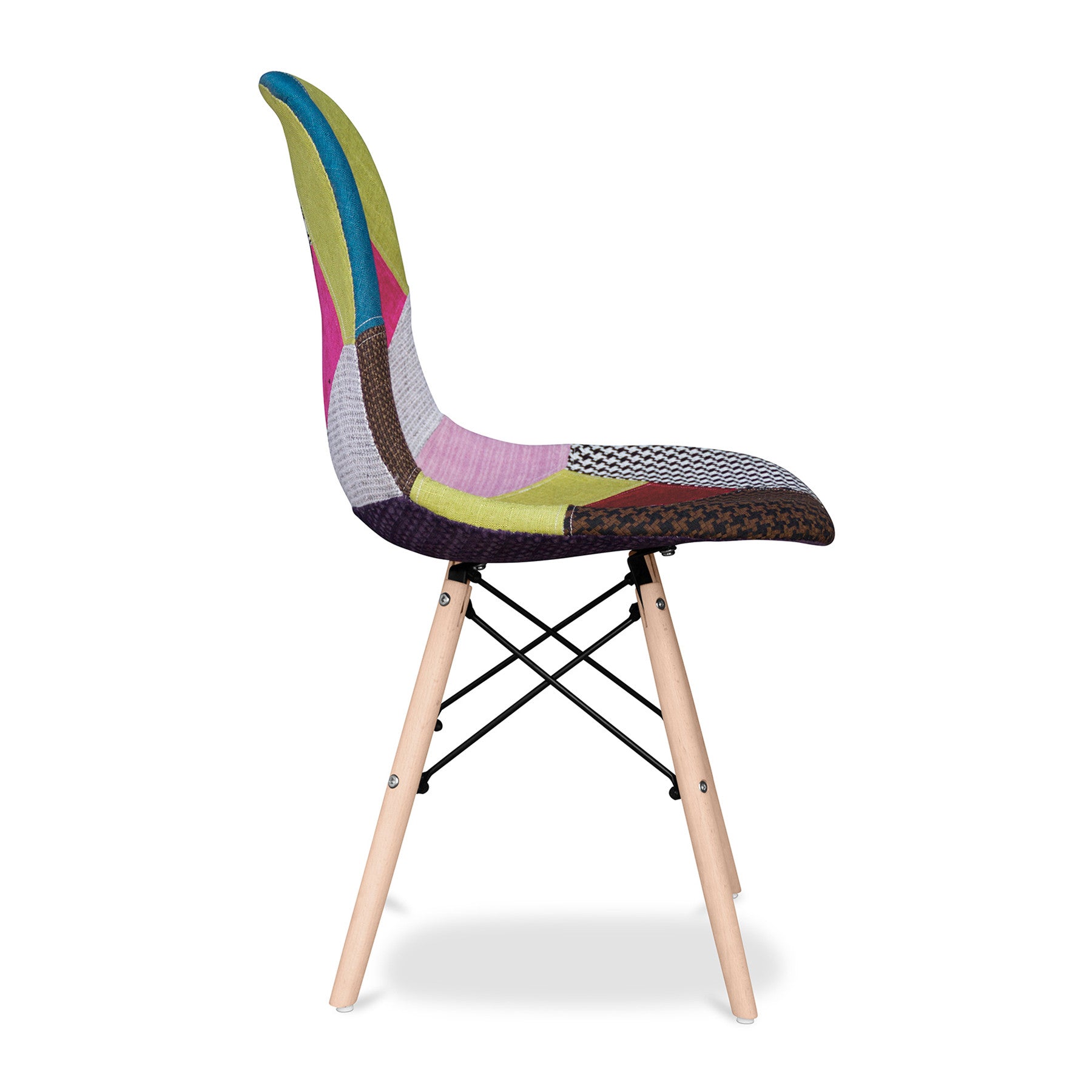 Pink and Natural Upholstered Fabric Dining Side Chair