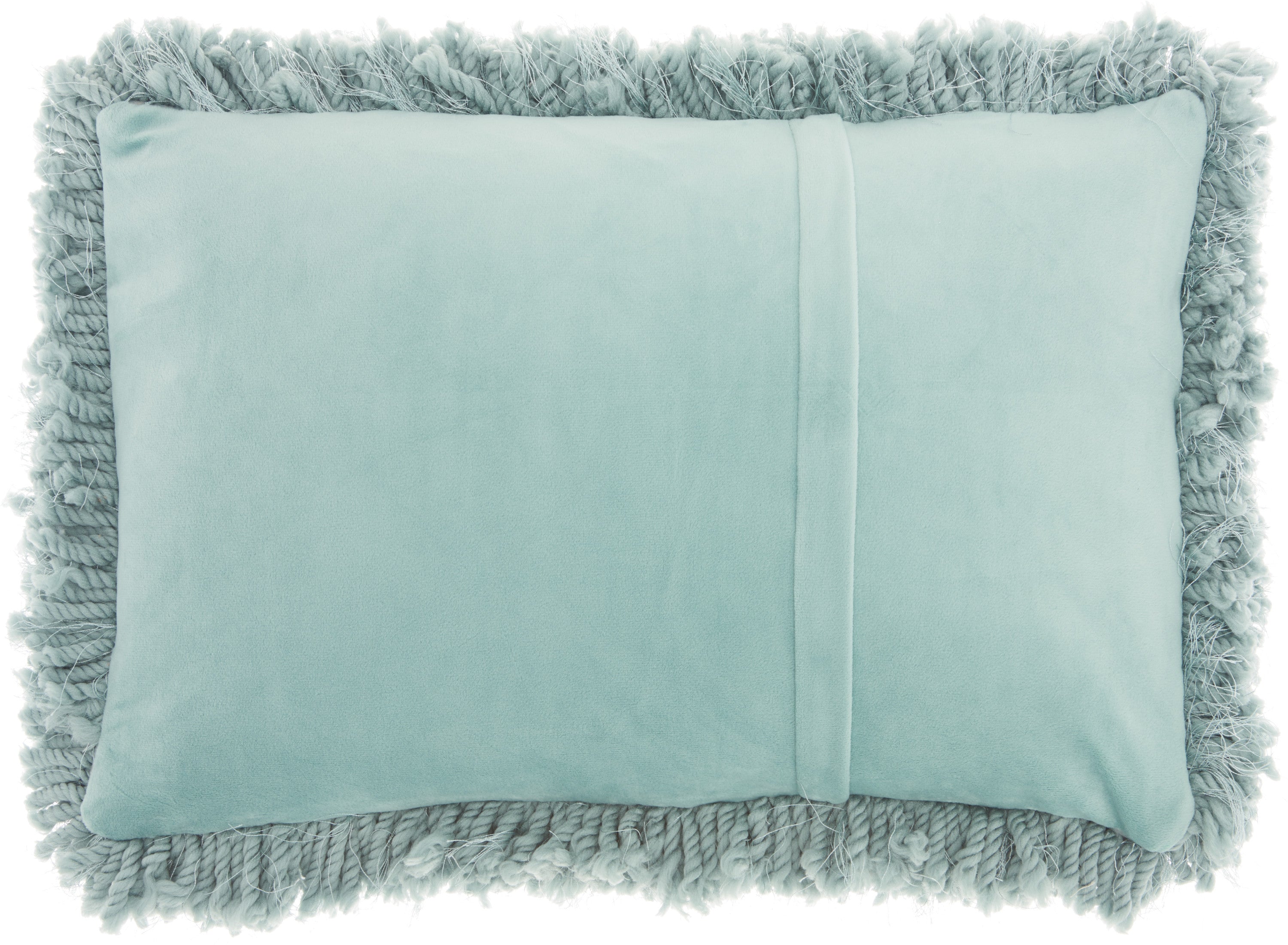 14" X 20" Celadon Shag Lumbar Throw Pillow-2