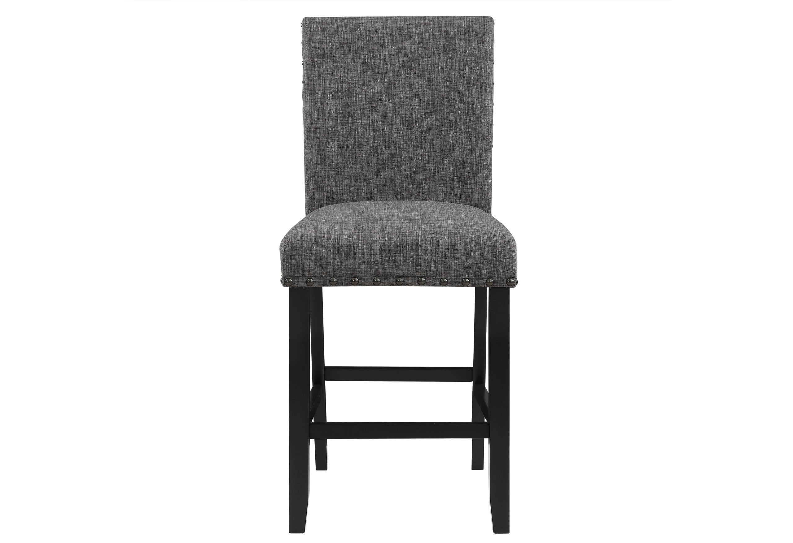 26" Gray and Black Wood and Fabric Counter Height Bar Chair