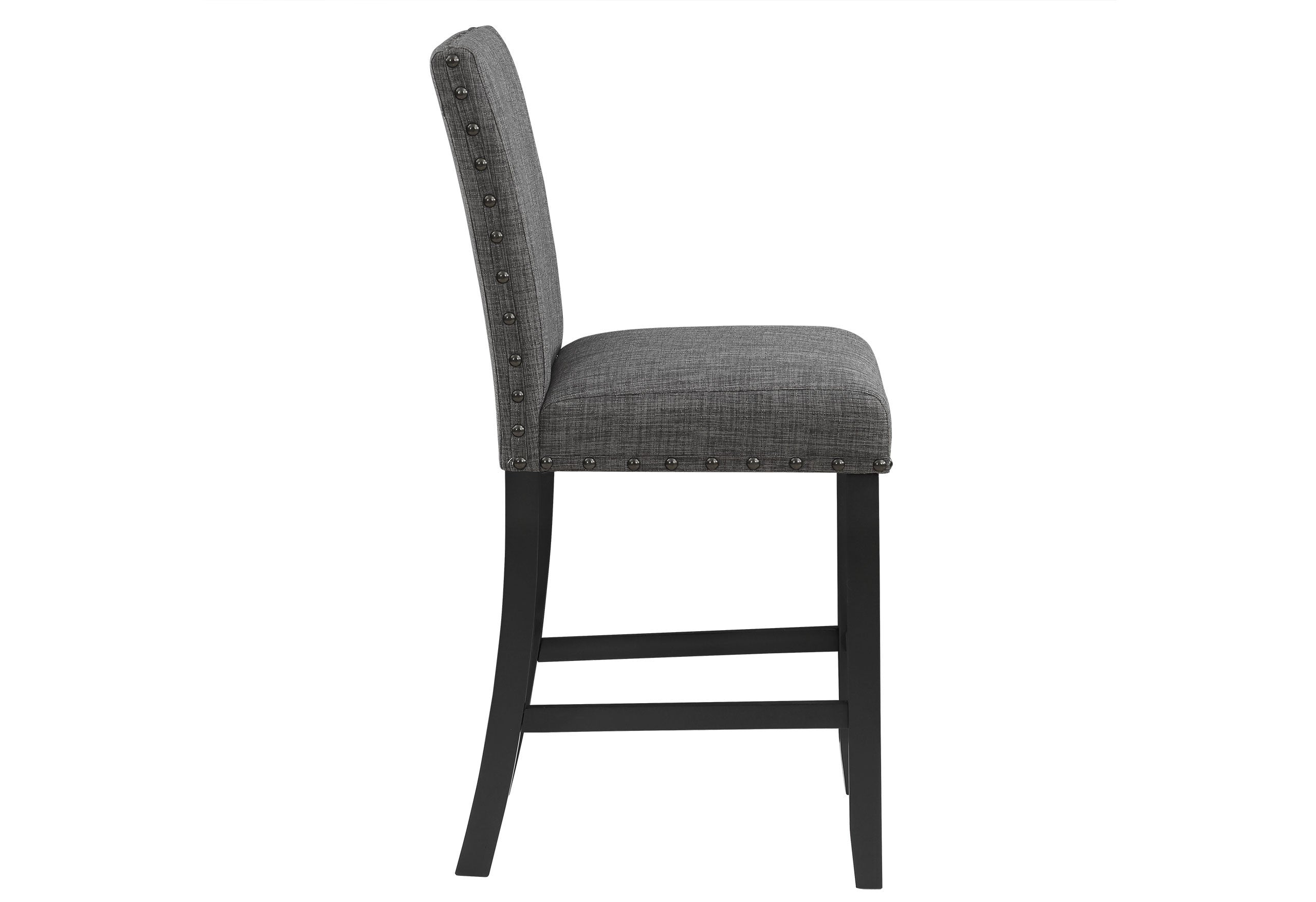 26" Gray and Black Wood and Fabric Counter Height Bar Chair