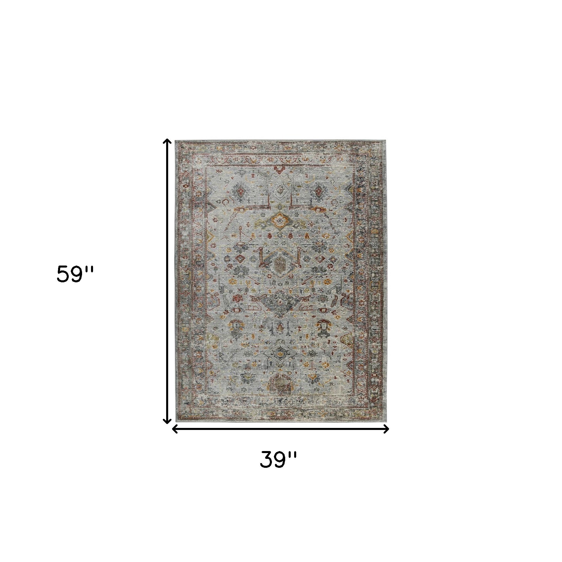 3' X 5' Gray Rust And Brown Medallion Area Rug