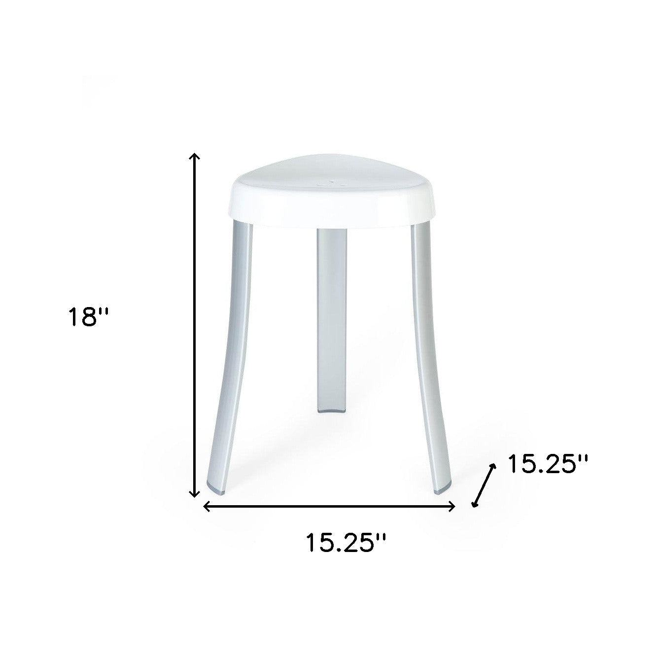 18"  White Aluminum And Heavy Duty Plastic Corner Shower Bench