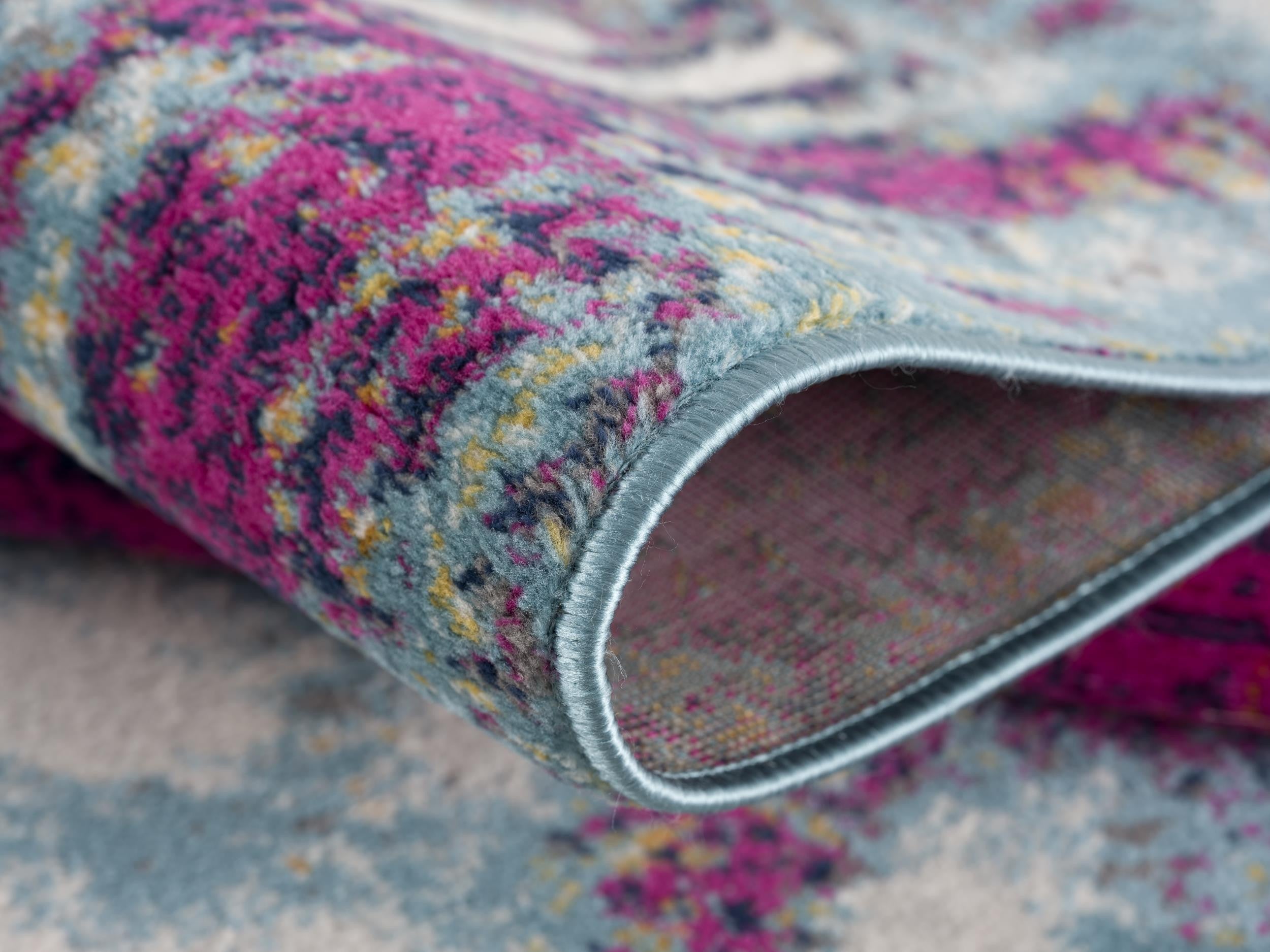 2' X 2' Pink Blue And Orange Abstract Square Rug