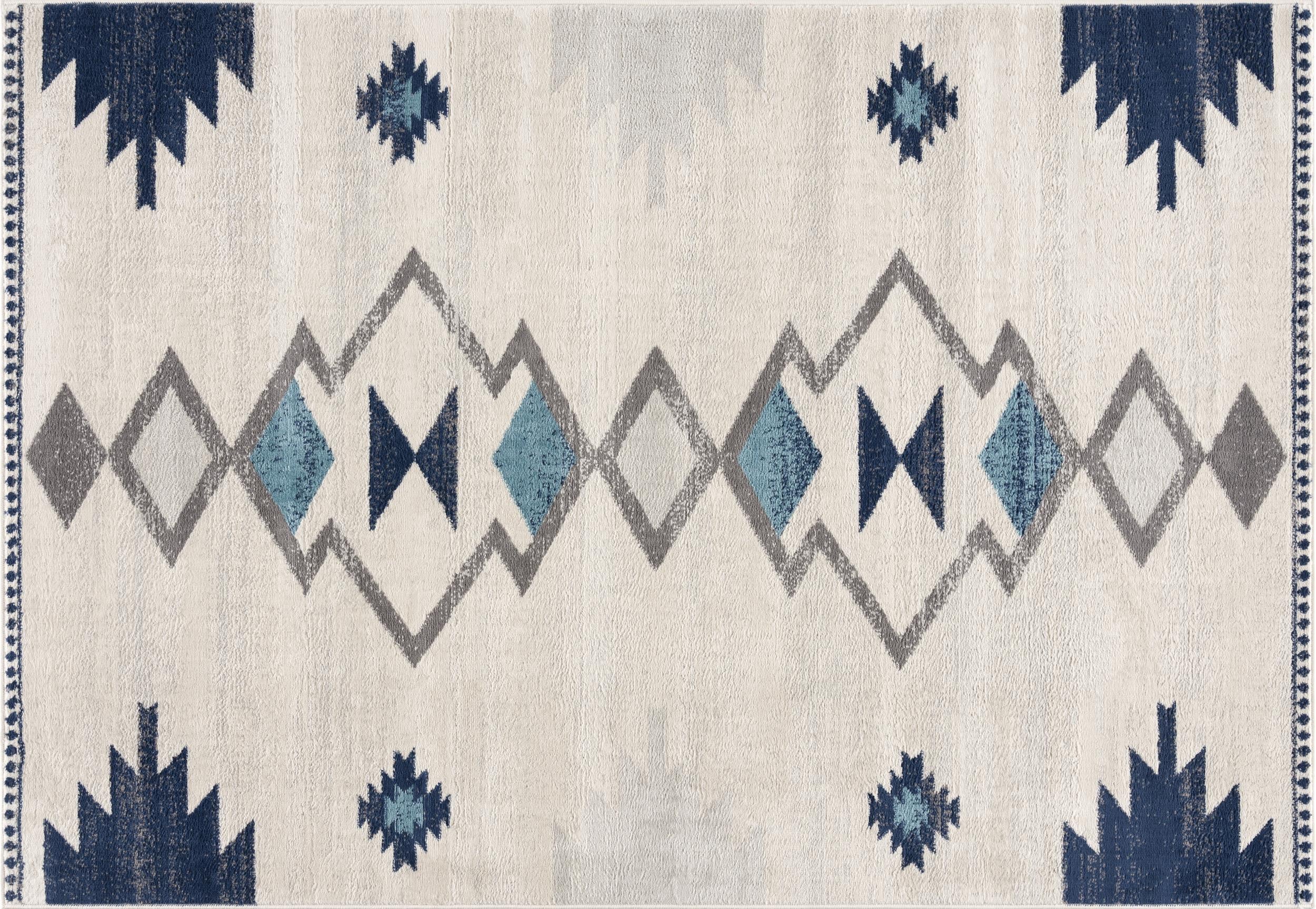 2' X 2' Blue Beige And Gray Southwestern Square Rug