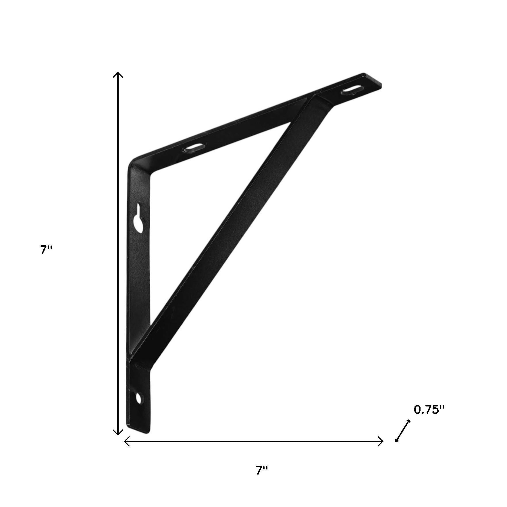 7" Set Of Two Black Metal Wall Mounted Shelf Brackets-6