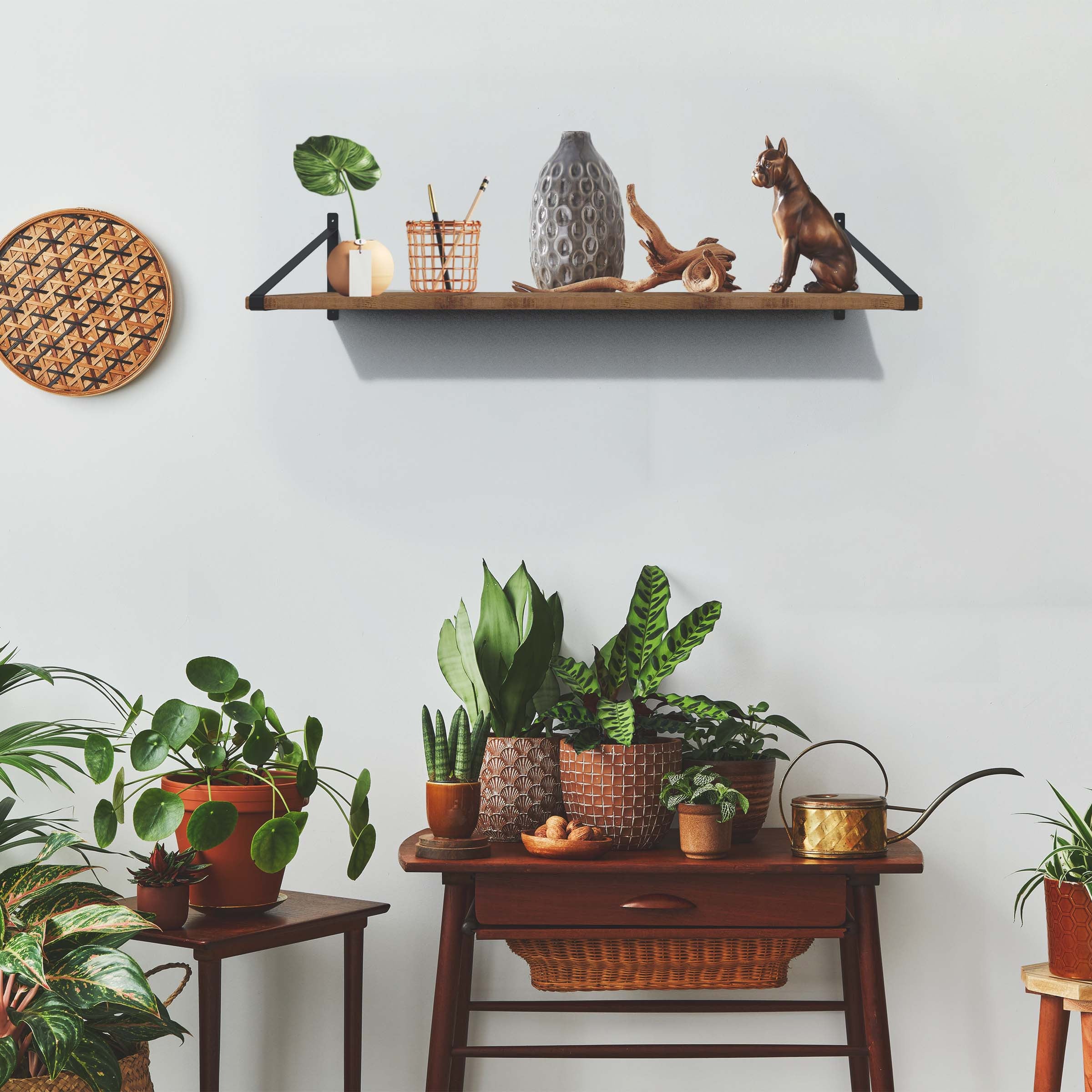 8" Set Of Two Black Metal Wall Mounted Shelf Brackets-7