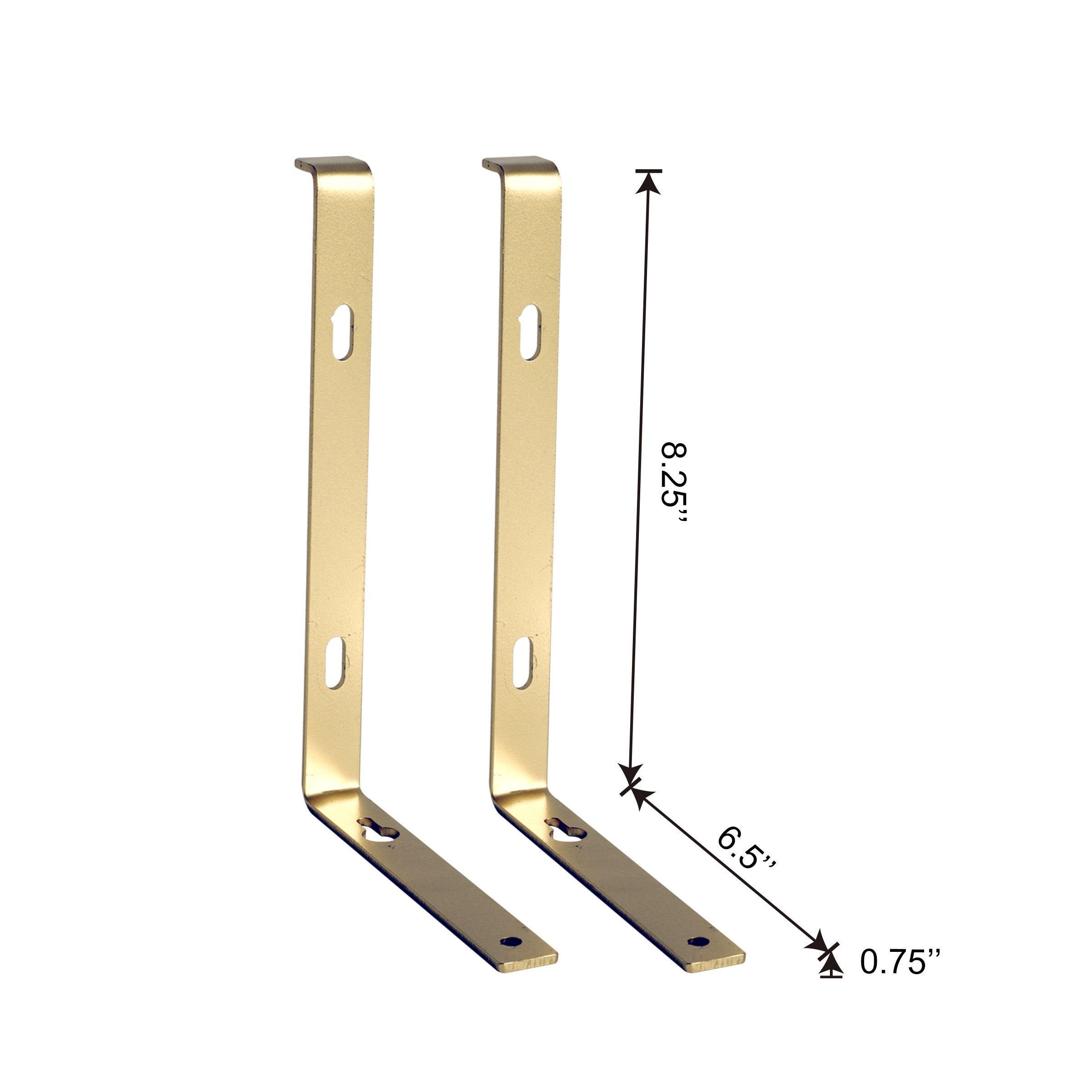 7" Set Of Two Gold Metal Wall Mounted Shelf Brackets-8