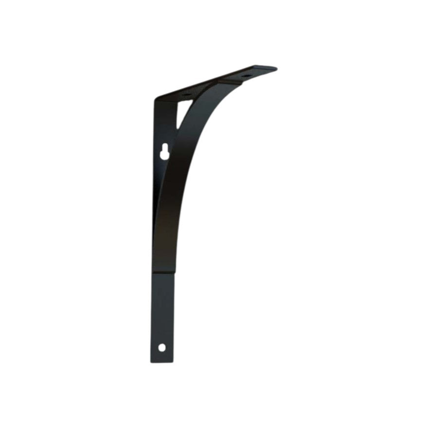 8" Set Of Two Black Curved Metal Wall Mounted Shelf Brackets-4