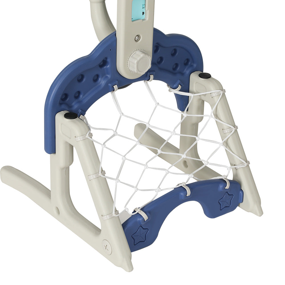 NNEDSZ Kids Basketball Hoop Stand Adjustable 6-in-1 Sports Center Toys Set Blue