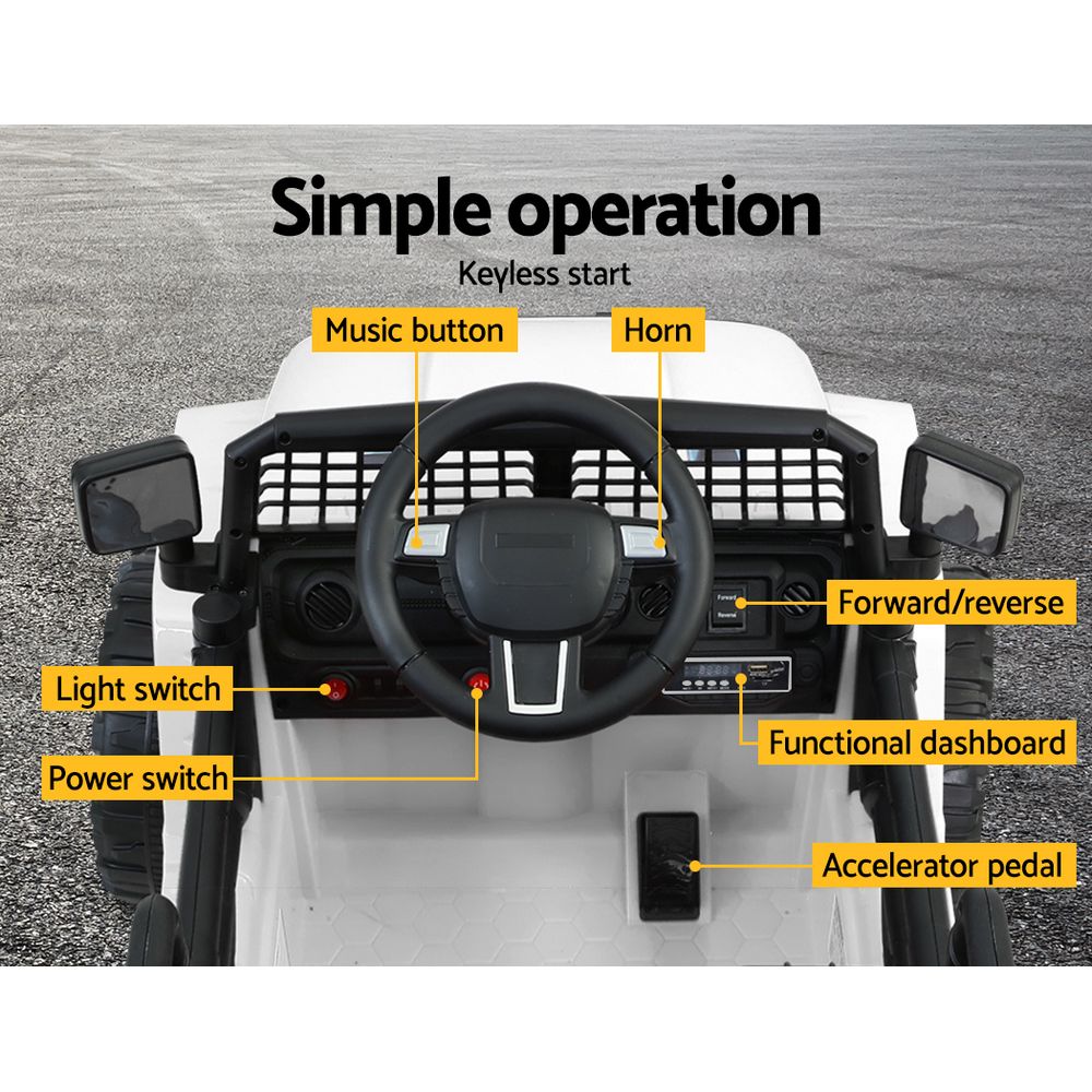 NNEDSZ Kids Ride On Car Electric 12V Car Toys Jeep Battery Remote Control White