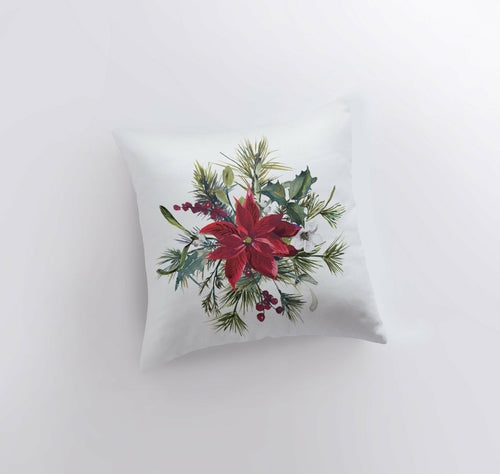 Poinsettia Holly Pillow