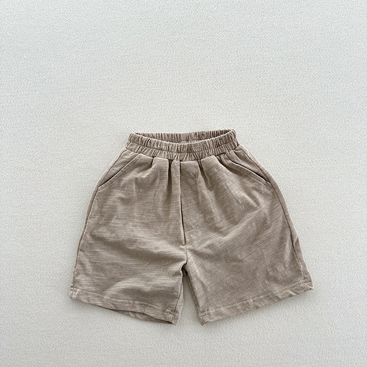 Summer Arrival Unisex Casual Solid Color Cotton Shorts-1