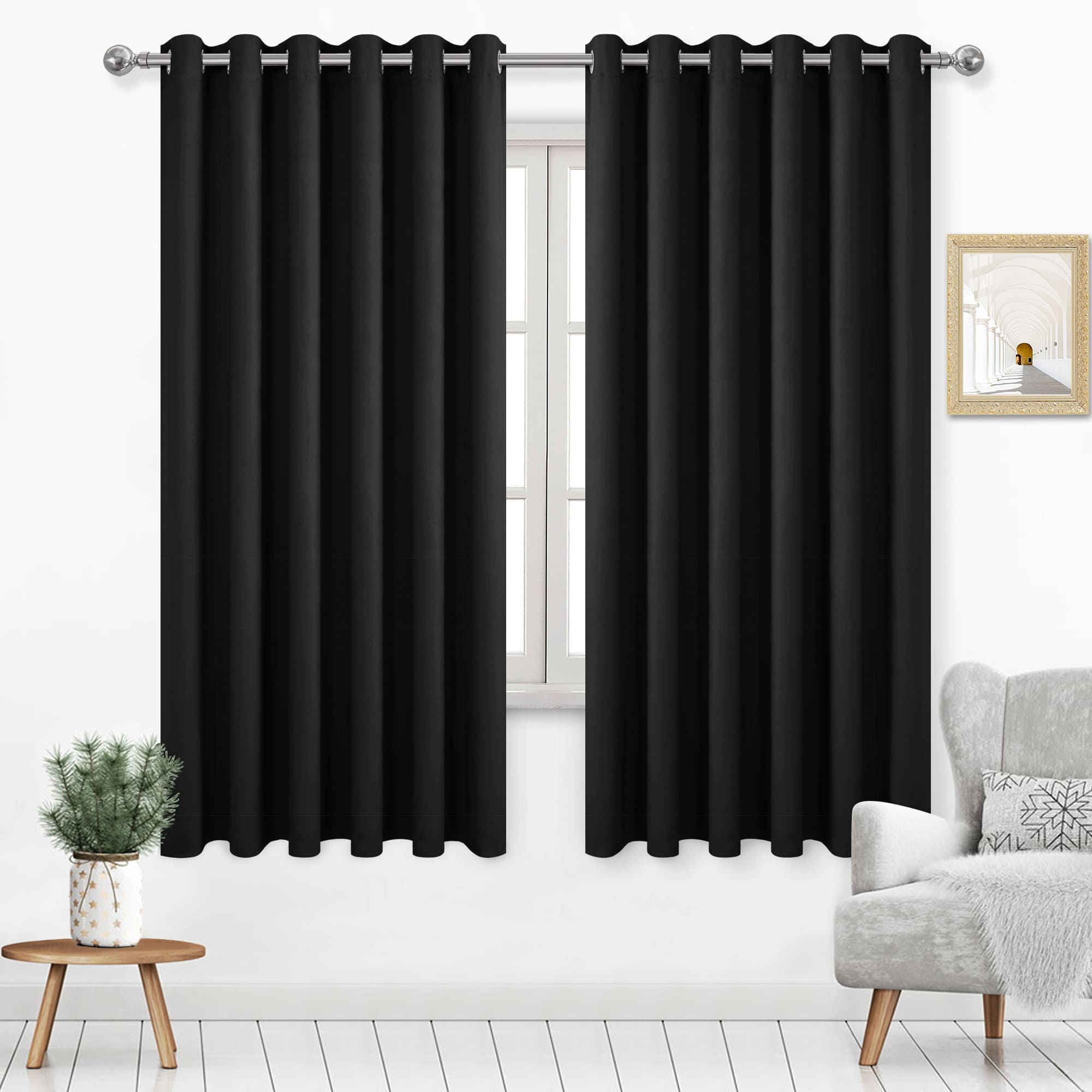 DWCN Grommet Blackout Curtains, Set of 2 Panels