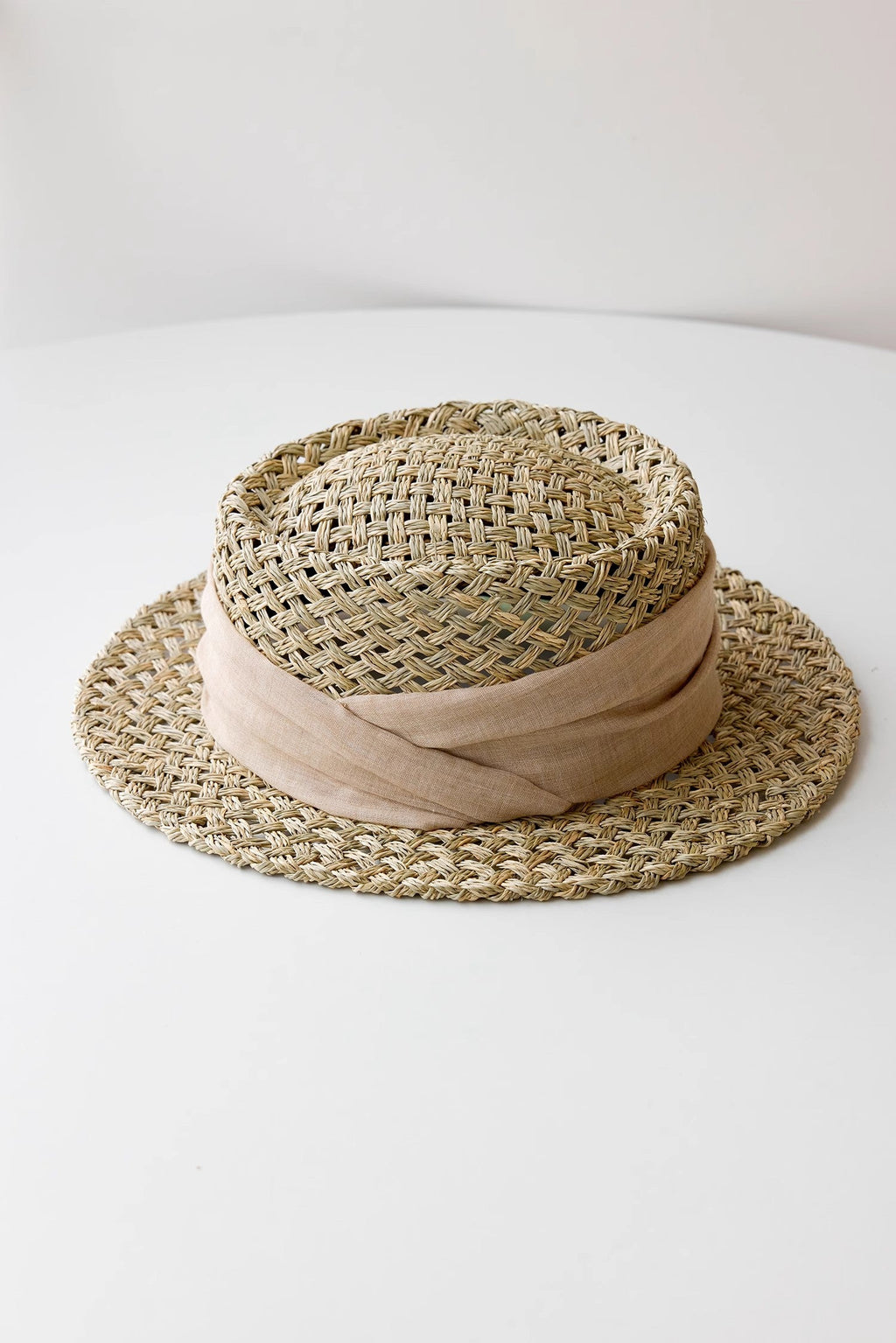 Fireladyfur Women's Woven Sun Hat with Concave Top and Elastic Waist for Summer