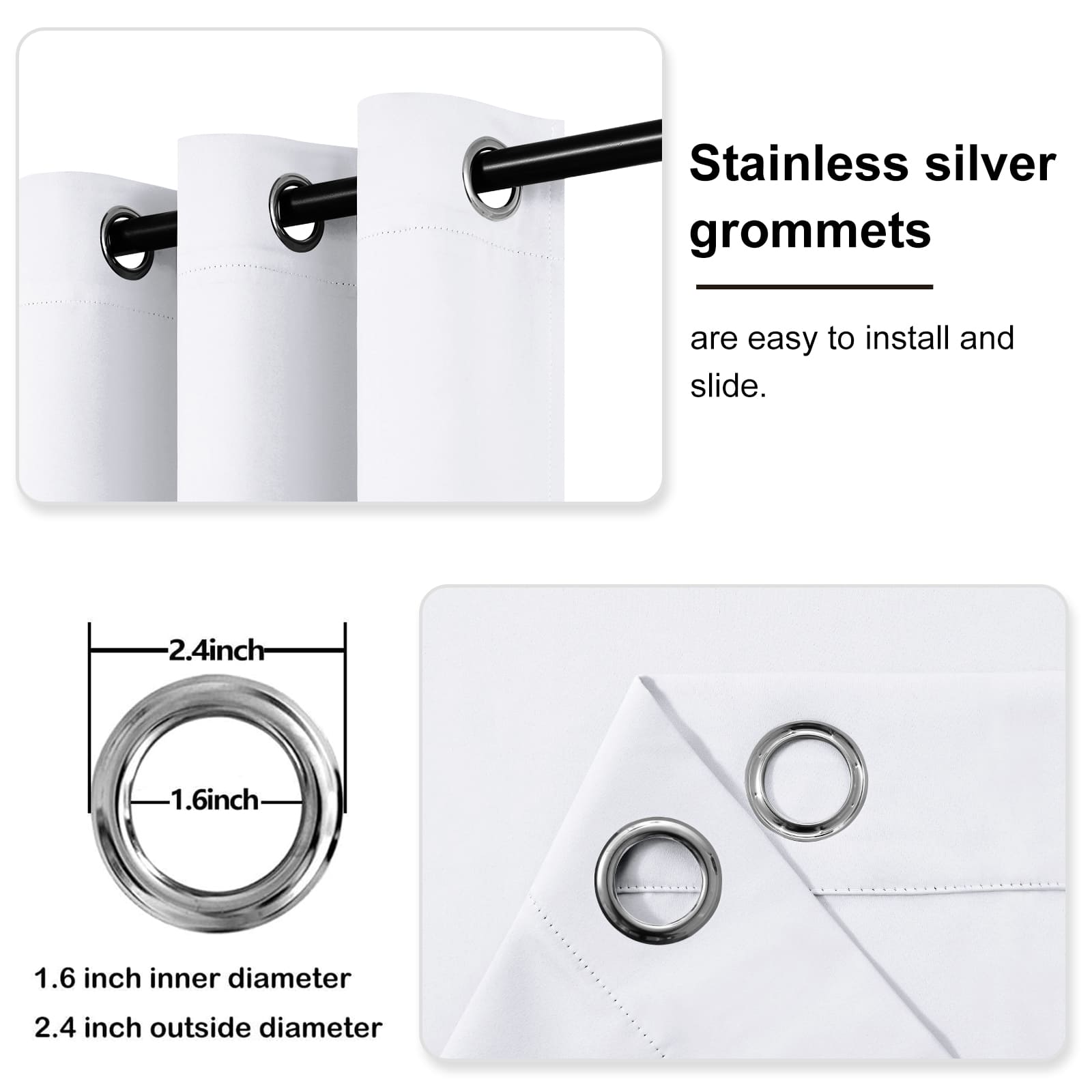 DWCN Grommet Blackout Curtains, Set of 2 Panels