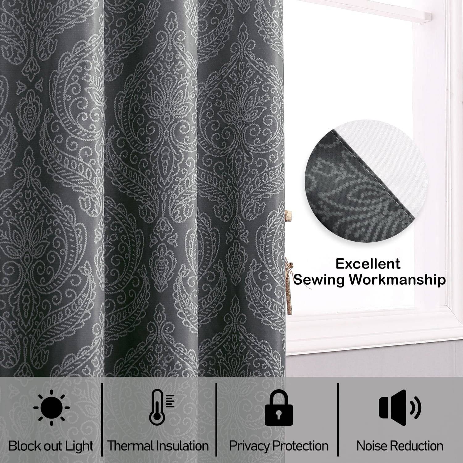 DWCN Ombre Blackout Curtains, Set of 2 Panels