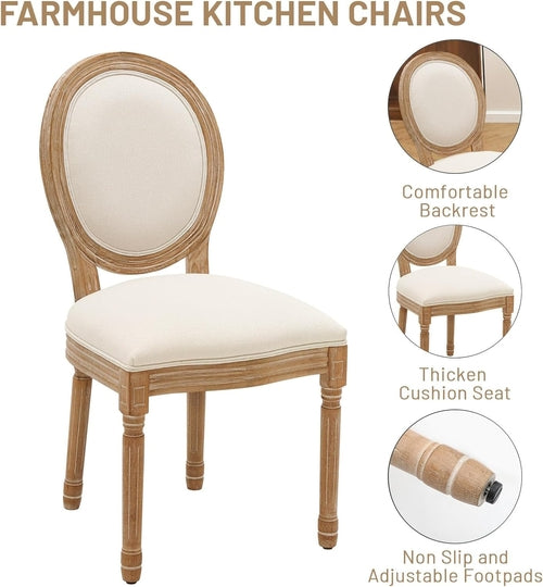 French Country Dining Chairs Set of 2, Upholstered Dining Room Chairs