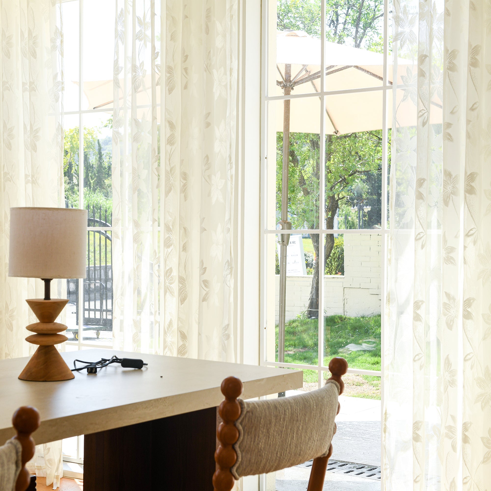 Custom Curtains: Semi-Sheer Lace Voile Curtains, Set of 2 Panels