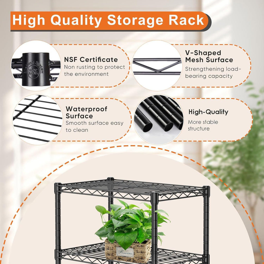 CARLA HOME 4-Tier Adjustable Metal Storage Shelves Wire Rack Organiser for Kitchen, Pantry, Bathroom or Laundry Room (60cm W x 40cm D x 140 cm H)