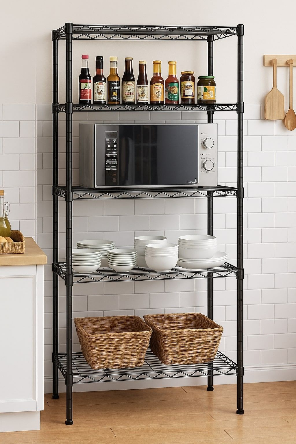 CARLA HOME 5-Tier Adjustable Metal Storage Shelves Wire Rack Organiser for Kitchen, Pantry, Bathroom or Laundry Room (60cm W x 40cm D x 145cm H)
