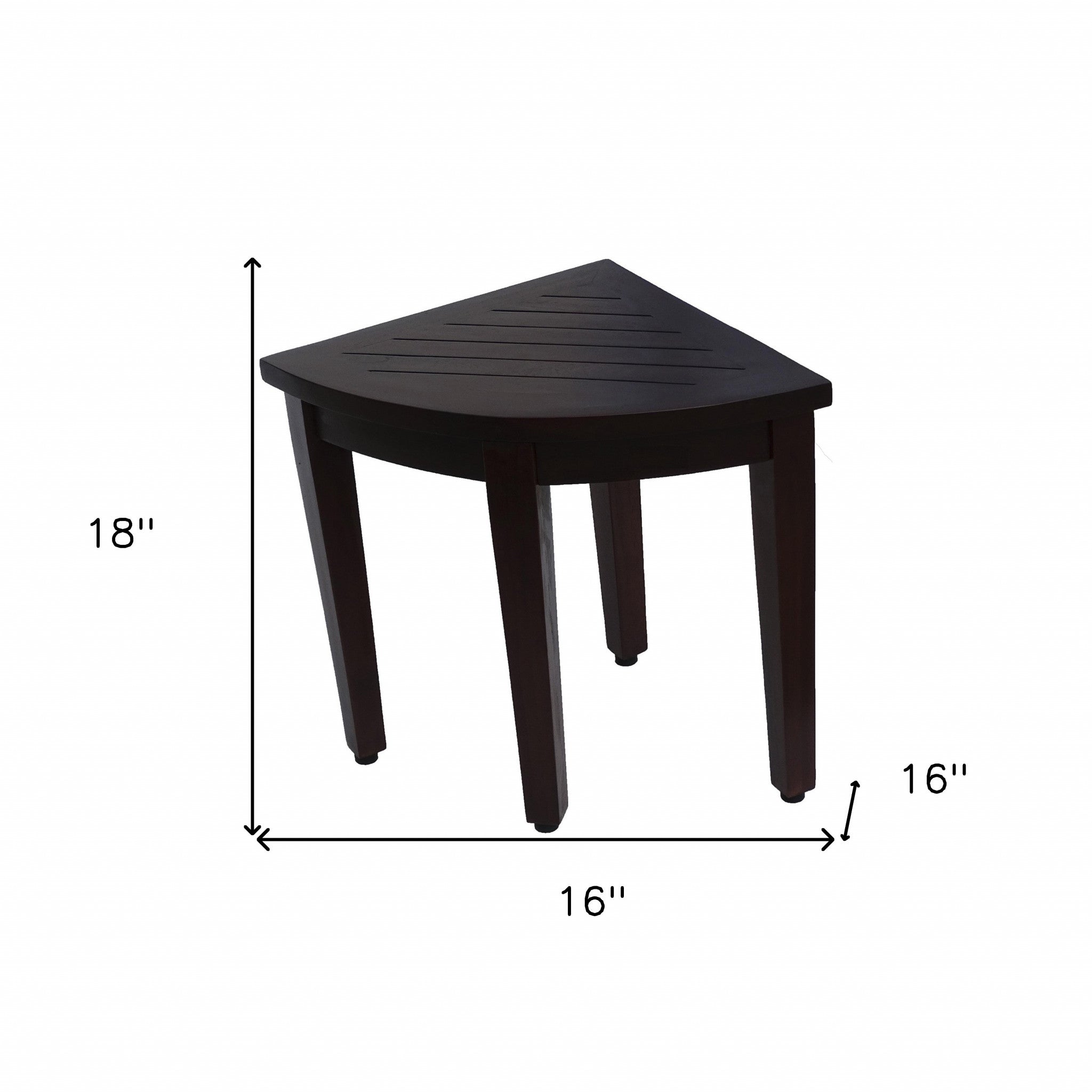 Compact Teak Corner Shower Or Outdoor Bench With Shelf In Brown Finish-4