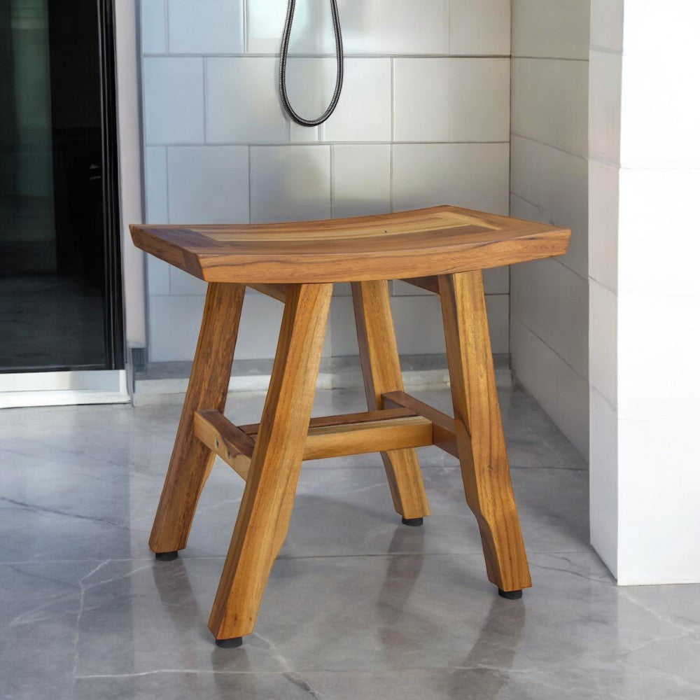 14" Natural Teak Curvilinear Shower Bench