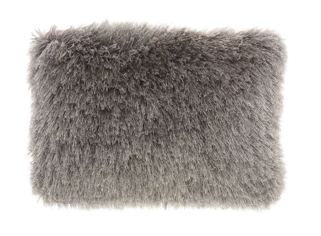 14" X 20" Slate Gray Faux Fur Throw Pillow-1