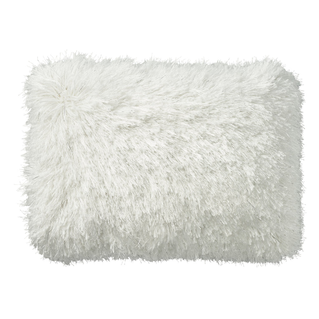 14" X 20" White Super Shaggy Throw Pillow-1