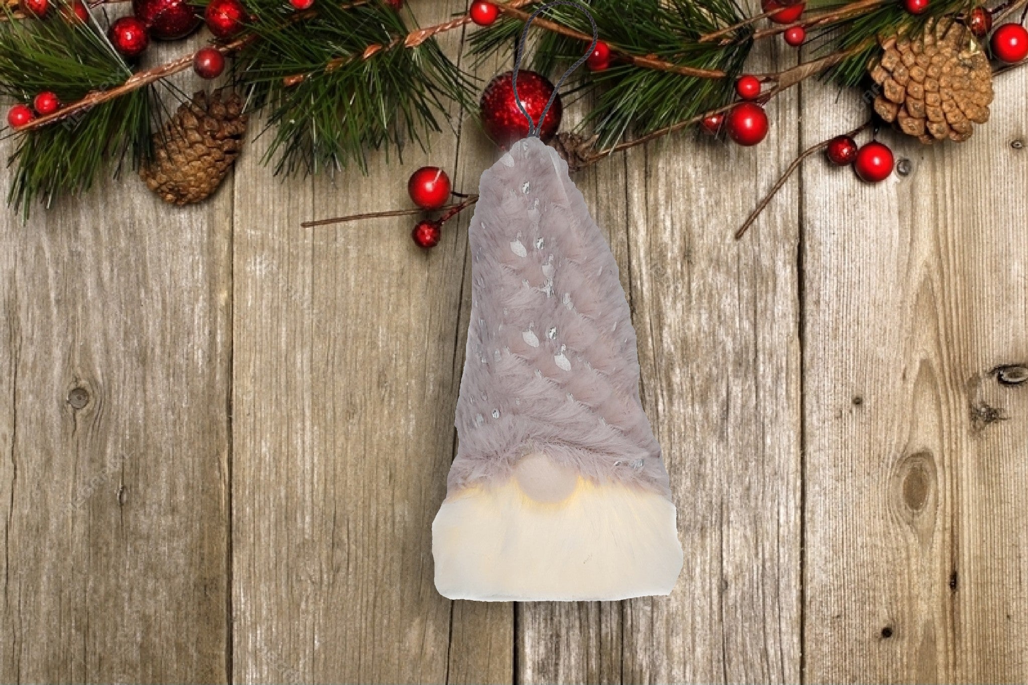 7" Pink Fabric Christmas Standing Gnome Tabletop Sculpture