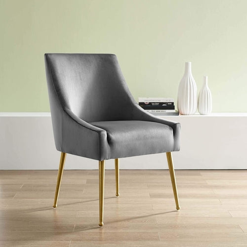Discern Upholstered Performance Velvet Dining Chair, Gray