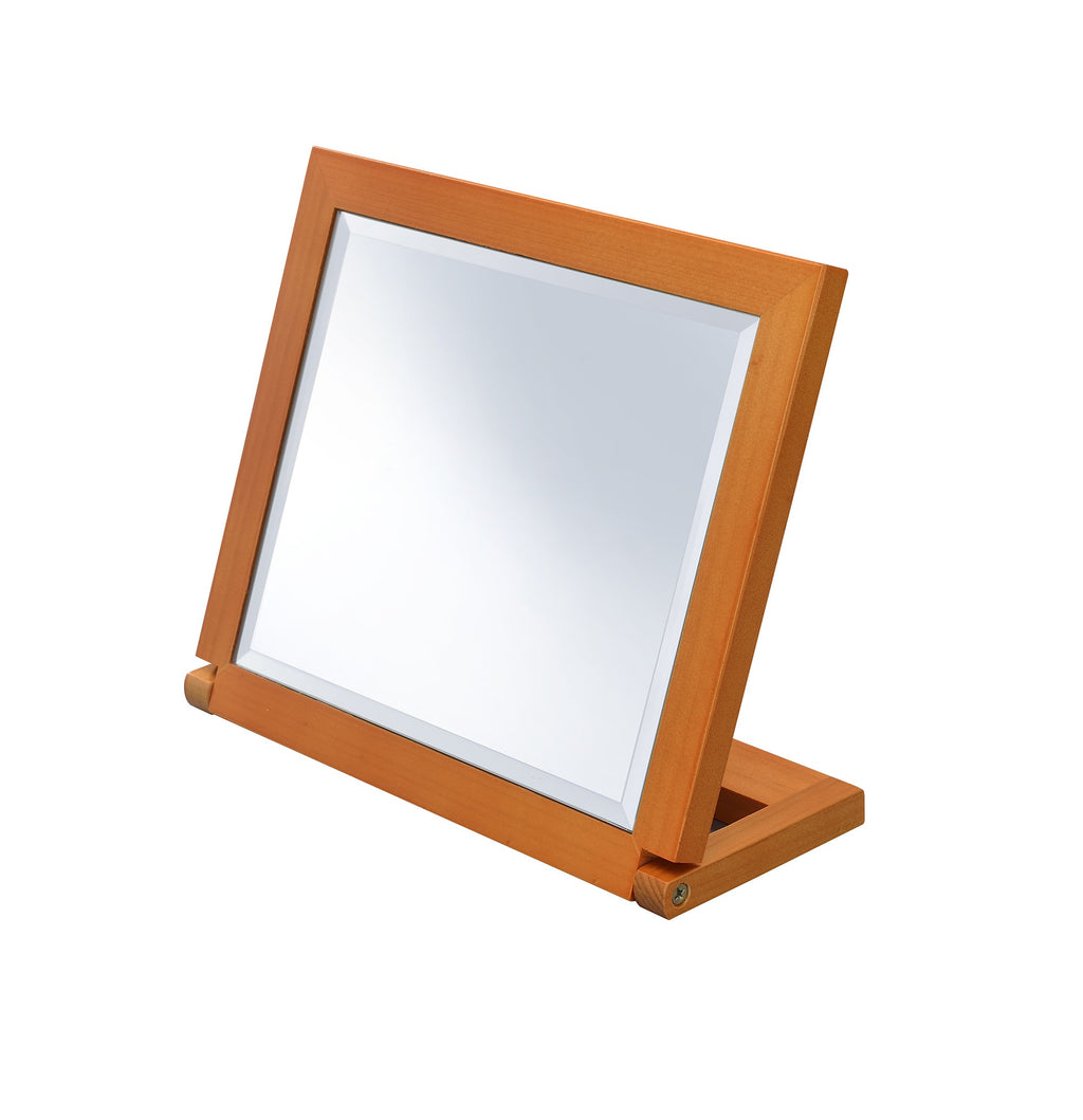 8" Brown Wood Framed Freestanding Makeup Shaving Tabletop Mirror-1