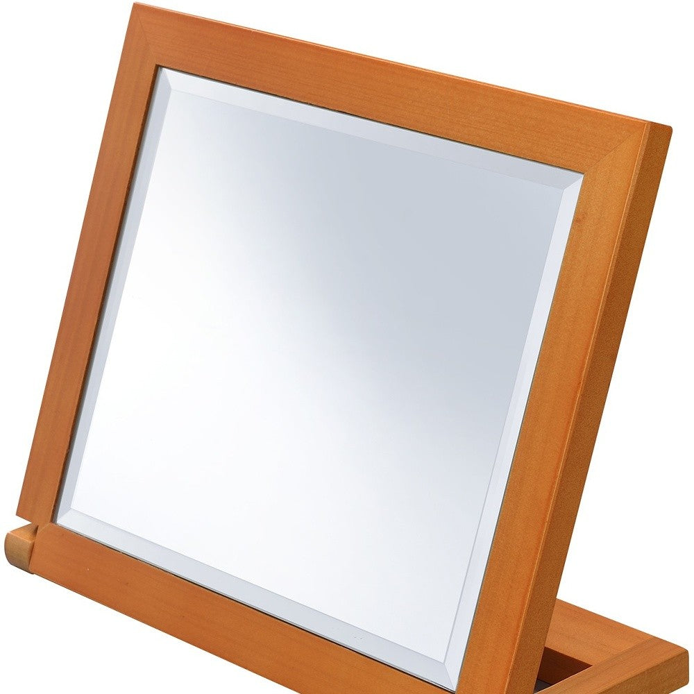 8" Brown Wood Framed Freestanding Makeup Shaving Tabletop Mirror-3