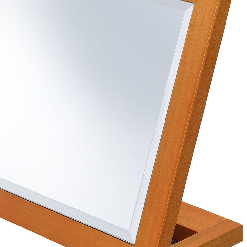 8" Brown Wood Framed Freestanding Makeup Shaving Tabletop Mirror-4