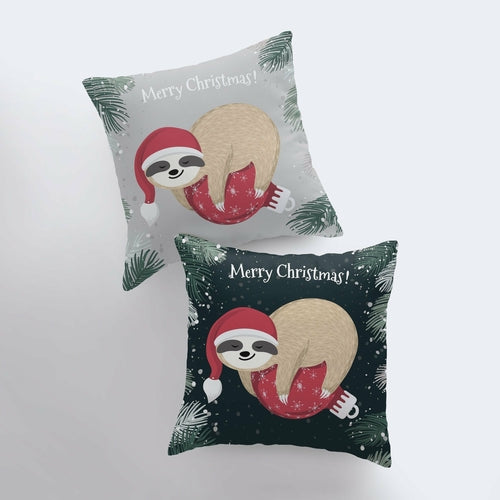 Merry Christmas Sloth Pillow