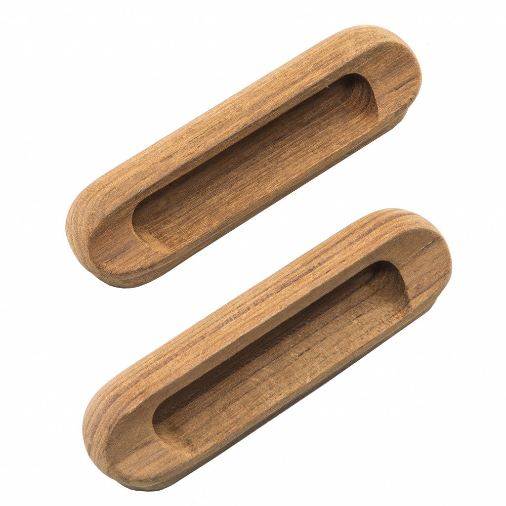 Set of Two Brown Teak Wood Drawer Pull Knobs-1