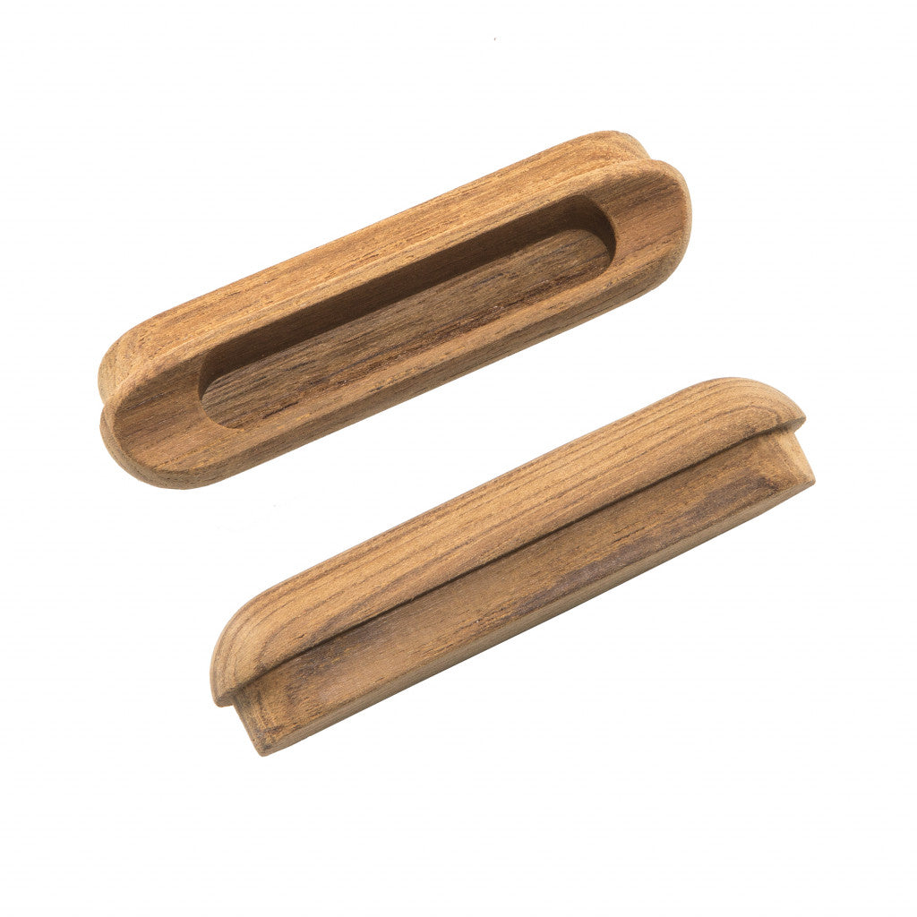 Set of Two Brown Teak Wood Drawer Pull Knobs-3