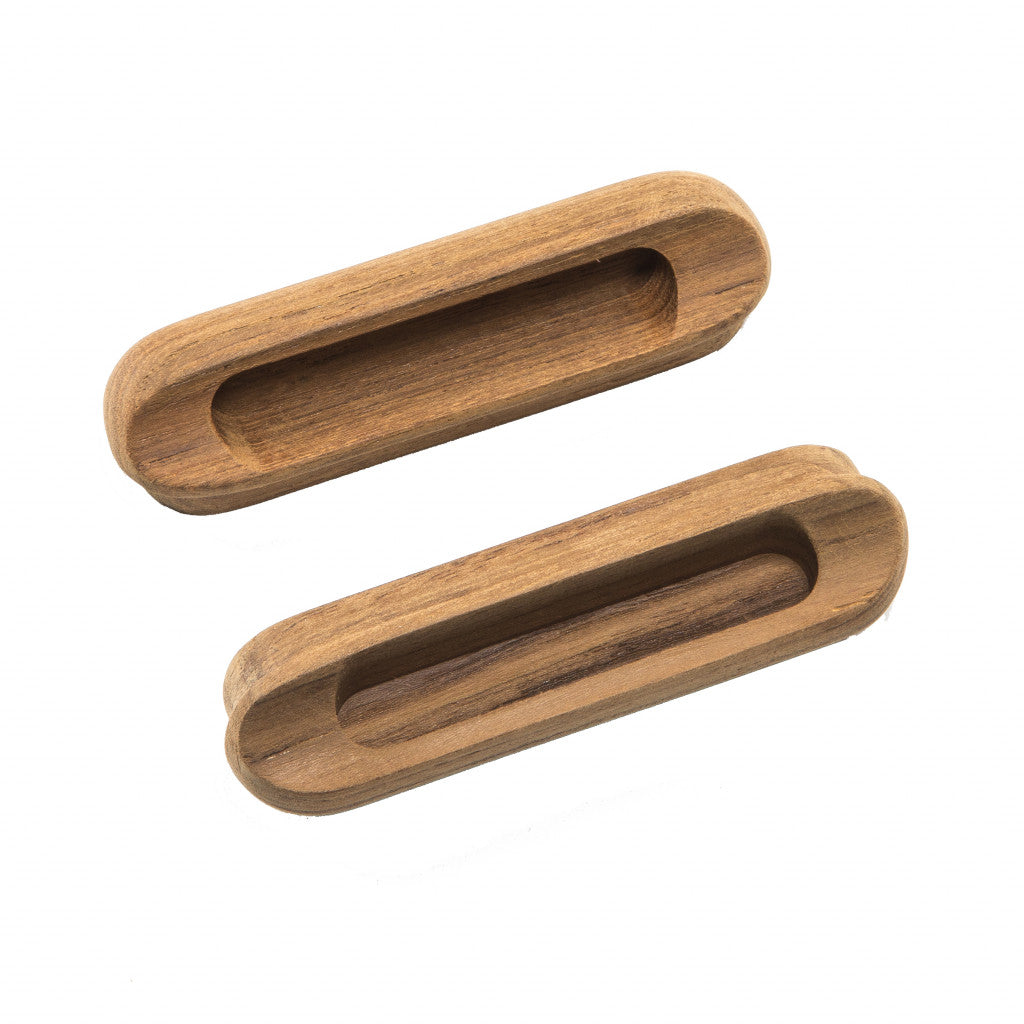 Set of Two Brown Teak Wood Drawer Pull Knobs-4