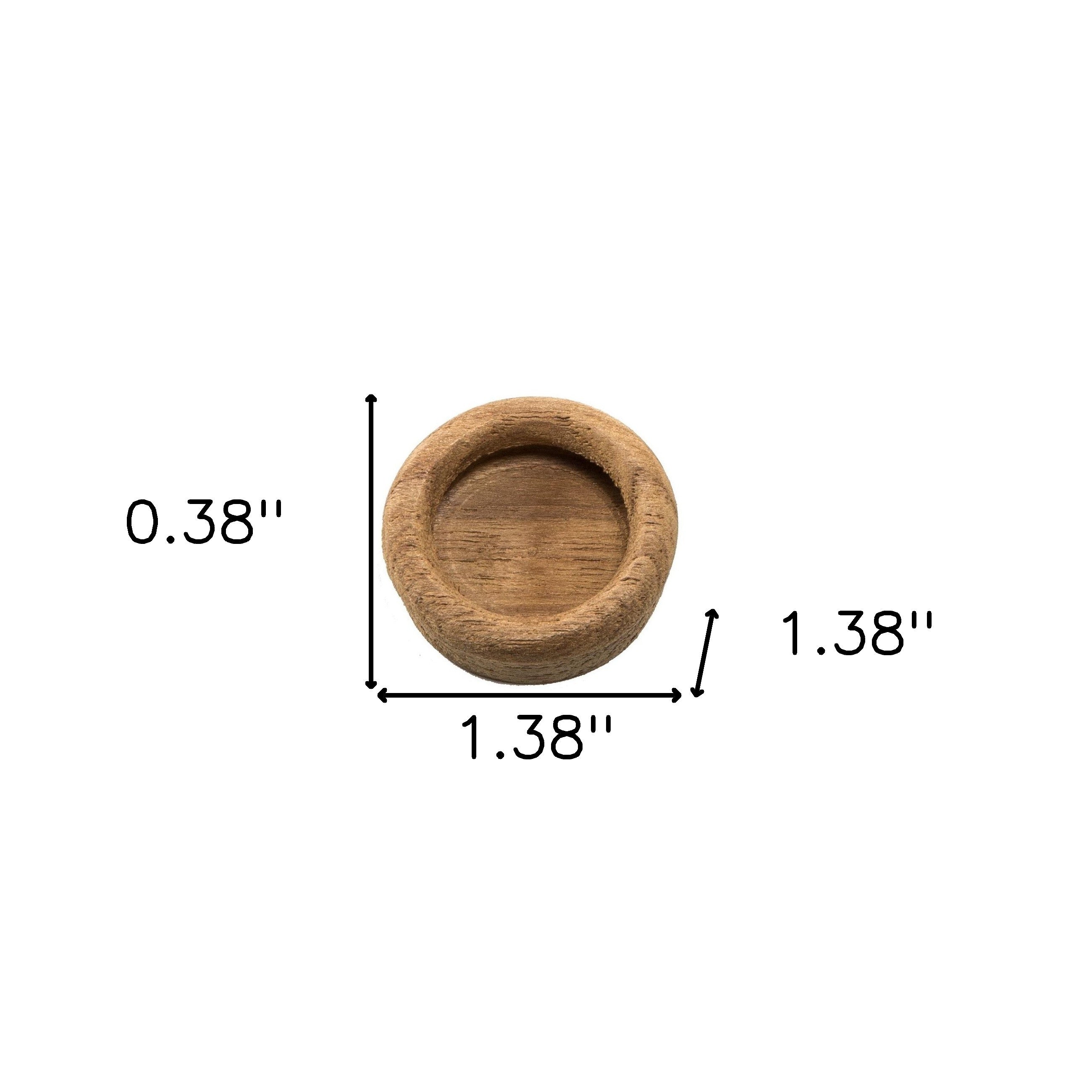 Set of Two Brown Wood Recessed Round Drawer Pull Knobs-6