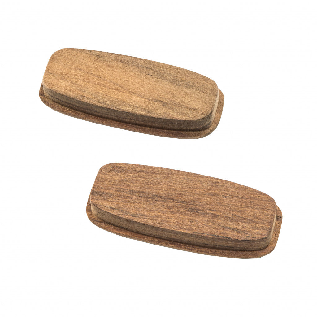 Set of Two Brown Teak Wood Drawer Pull Knobs-2