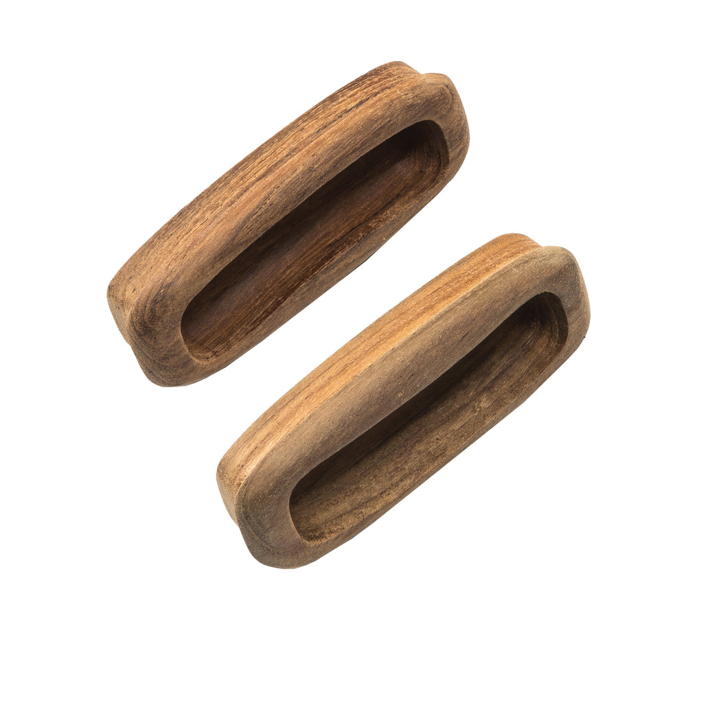 Set of Two Brown Teak Wood Drawer Pull Knobs-4
