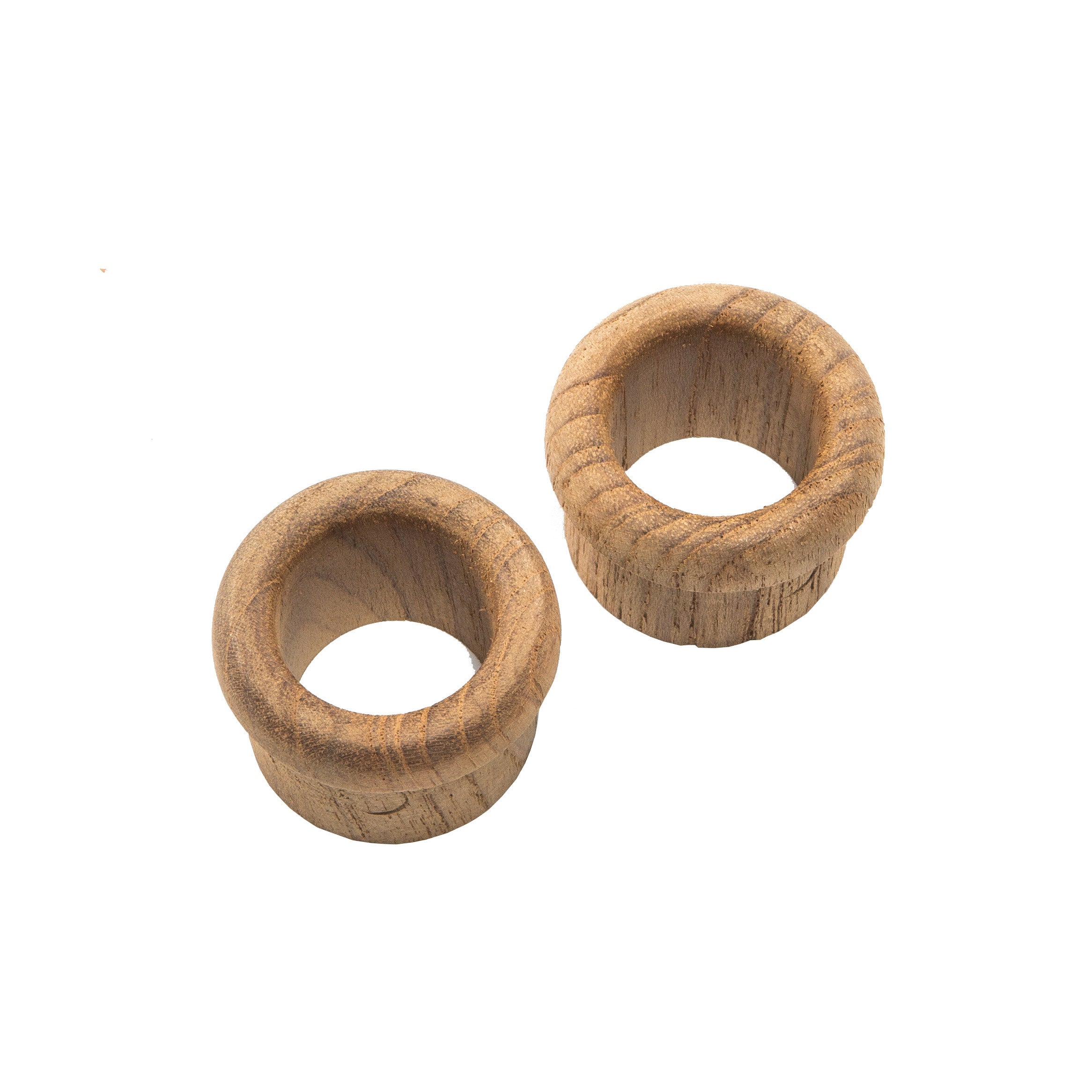 Set of Two Brown Wood Open Circle Drawer Pull Knobs-1